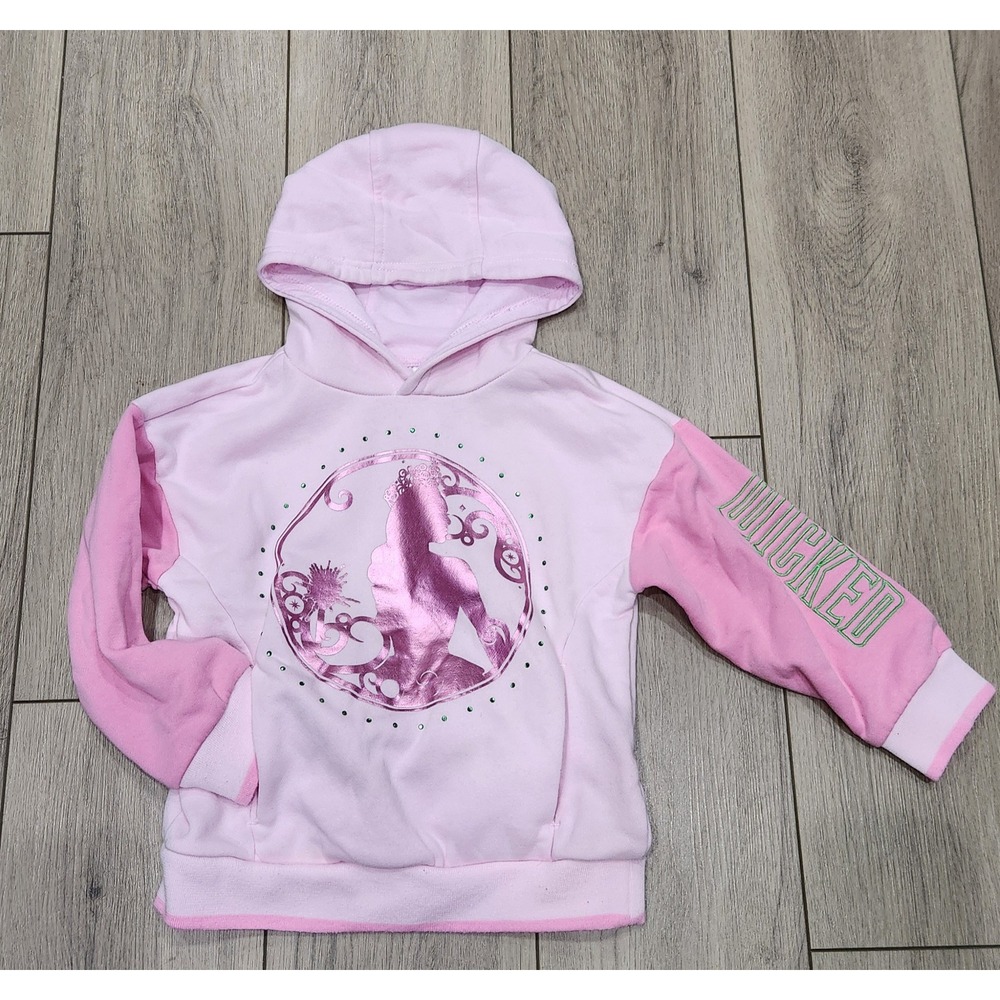 Wicked Glinda‎ Pink Hoodie Girls XS 4/5 Movie Pullover Sweatshirt